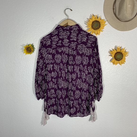 Prescott New York Purple Button Scrunchy Sleeve Blouse Plus Size 1X Women’s - Picture 11 of 11